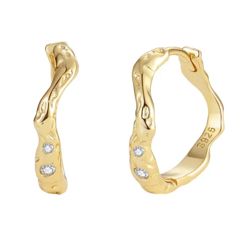 Nava Saba creool in verguld sterlingzilver witte zirkoon