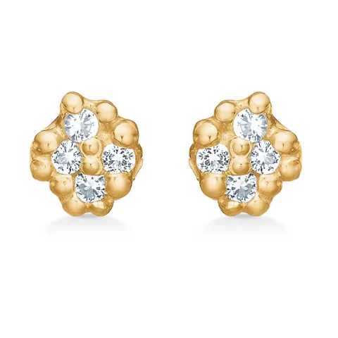 Studio Z Cluster oorsteker in verguld sterlingzilver witte zirkoon