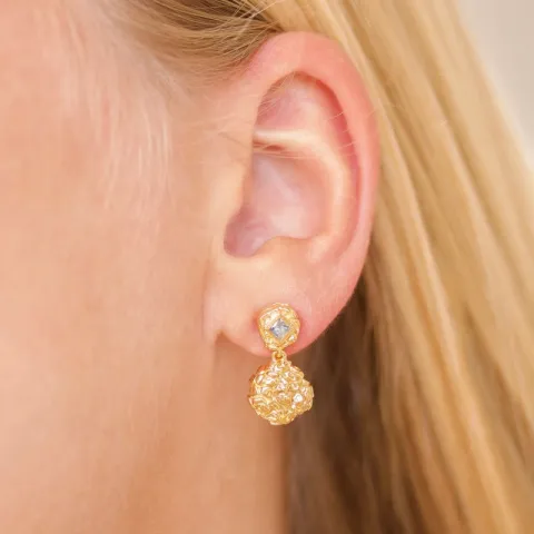 Studio Z Untamed grijs zirkoon oorsteker in verguld sterlingzilver