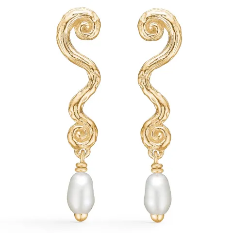 Studio Z Wave oorbellen in verguld sterlingzilver