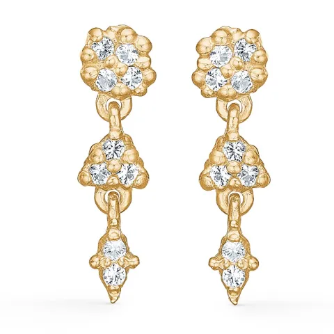 Studio Z Cluster oorsteker in verguld sterlingzilver witte zirkoon