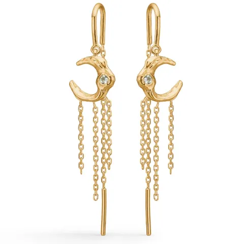 Studio Z Lunar ketting oorbellen in verguld sterlingzilver groen zirkoon
