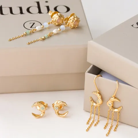 Studio Z Urchin Elegance oorsteker in verguld sterlingzilver witte zirkoon