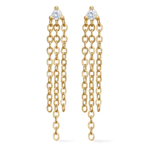 Studio Z Ripple ketting oorbellen in verguld sterlingzilver witte zirkoon