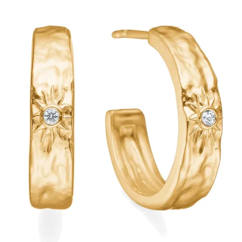 Studio Z Marena halfcreool in verguld sterlingzilver witte zirkoon