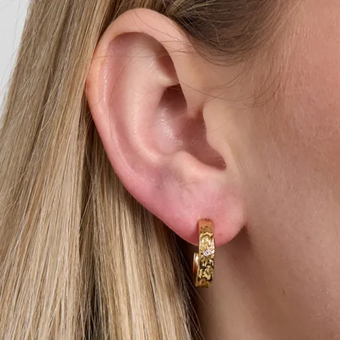 Studio Z Marena halfcreool in verguld sterlingzilver witte zirkoon