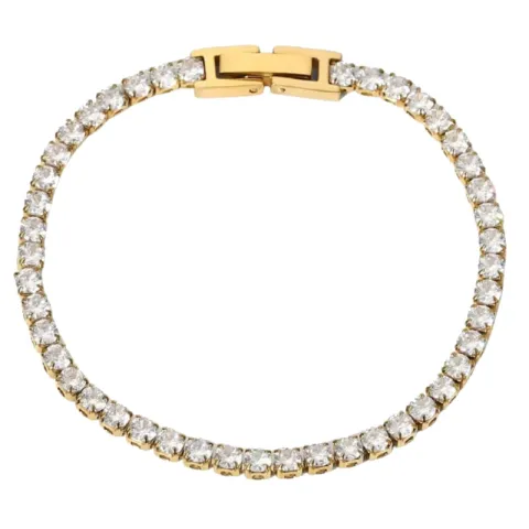 Khaai Studio Radiance armband in verguld staal witte zirkoon