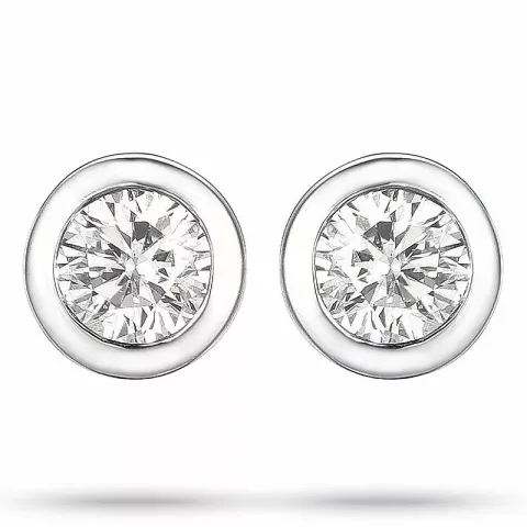2 x 0,05 ct diamant solitaire oorbel in 14 karaat witgoud met diamant