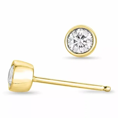 2 x 0,10 ct solitaire oorbel in 14 karaat goud met diamant