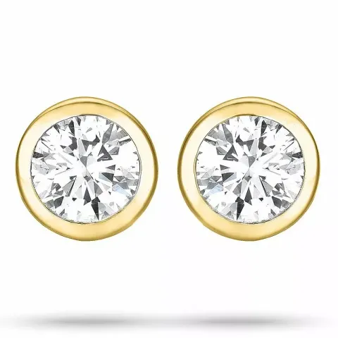 2 x 0,10 ct solitaire oorbel in 14 karaat goud met diamant