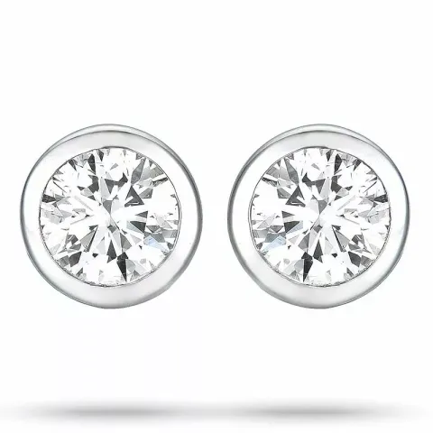 2 x 0,10 ct witgoud solitaire oorbel in 14 karaat witgoud met diamant