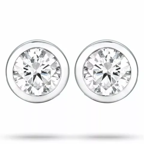 2 x 0,20 ct witgoud solitaire oorbel in 14 karaat witgoud met diamant