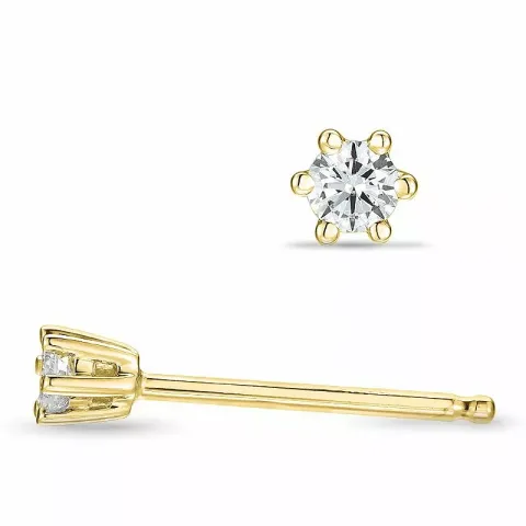 2 x 0,05 ct diamant goud solitaire oorbel in 14 karaat goud met diamant