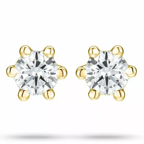 2 x 0,05 ct diamant goud solitaire oorbel in 14 karaat goud met diamant