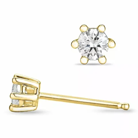 2 x 0,15 ct solitaire oorbel in 14 karaat goud met diamant