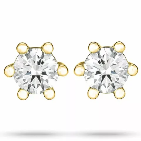 2 x 0,15 ct solitaire oorbel in 14 karaat goud met diamant