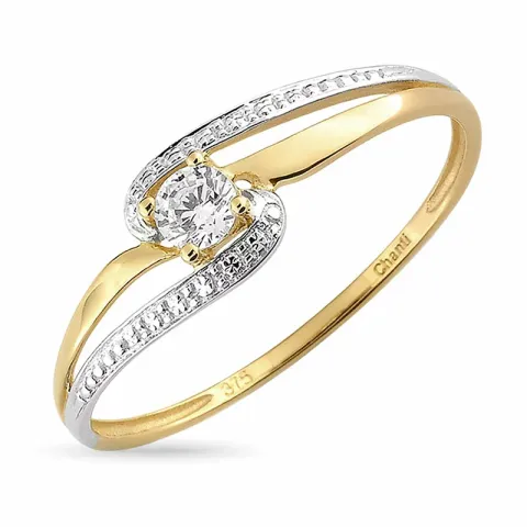 Zirkoon ring in 9 karaat goud met 9 karaat witgoud