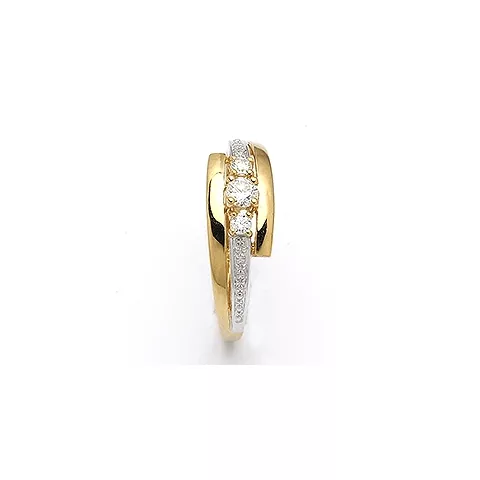 witte zirkoon ring in 9 karaat witgoud met 9 karaat goud