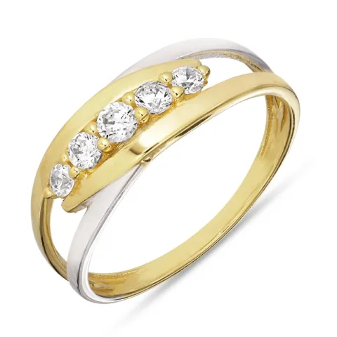 Zirkoon ring in 9 karaat goud met 9 karaat witgoud