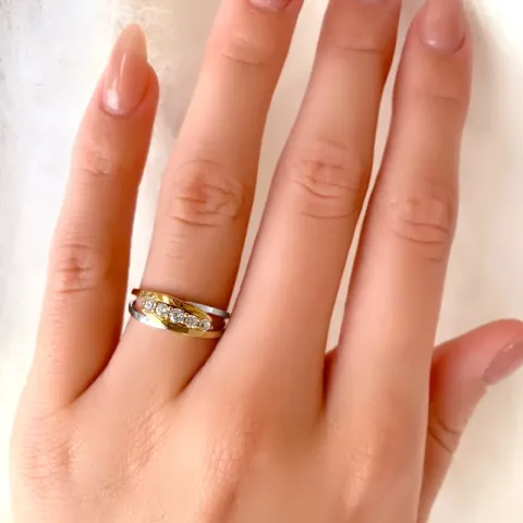 Zirkoon ring in 9 karaat goud met 9 karaat witgoud