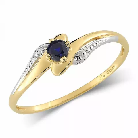 Blauwe ring in 9 karaat goud met 9 karaat witgoud