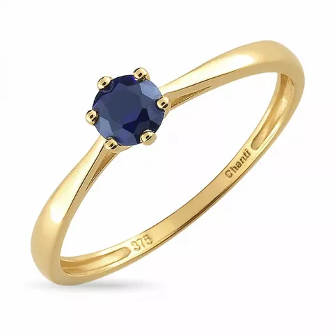 blauwe solitaire ring in 9 karaat goud