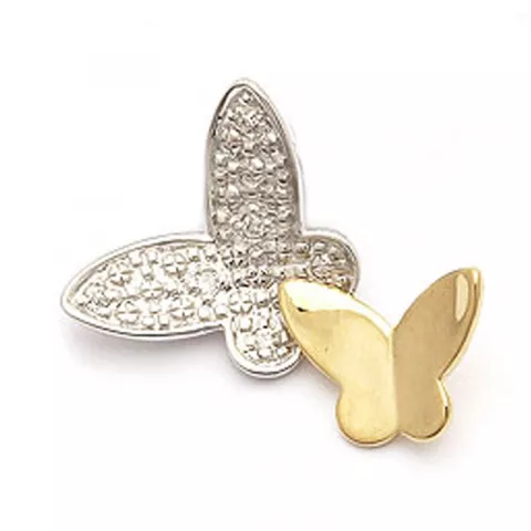 vlinder hanger in 14 caraat goud-en witgoud 0,025 ct