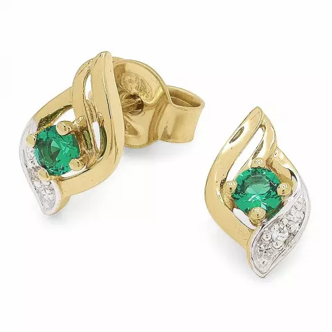 groene gouden oorstekers in 9 karaat goud met rodium met 