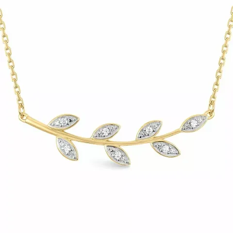 blad hanger met ketting in 9 karaat goud met rodium
