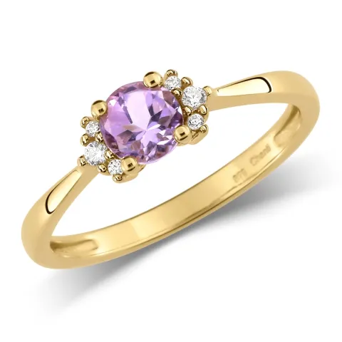 Glad paarse amethist ring in 9 karaat goud