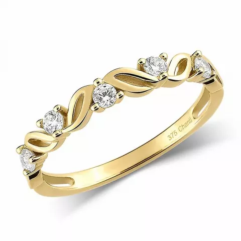 Elegant witte zirkoon gouden ring in 9 karaat goud