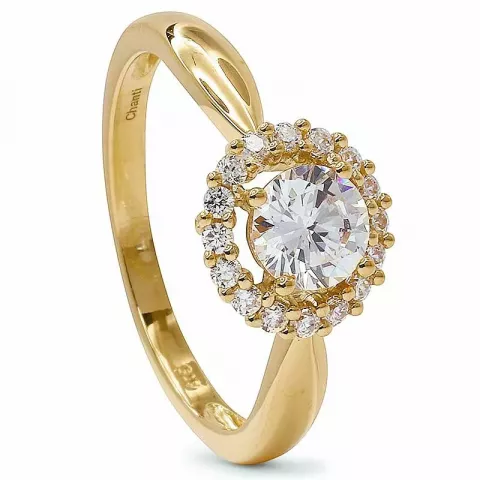 Elegant rond zirkoon ring in 9 karaat goud