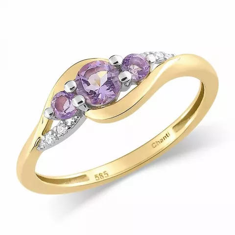 paarse amethist ring in 9 karaat goud met rodium