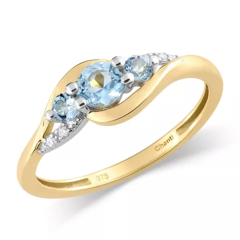 blauwe topaas gouden ring in 9 karaat goud met rodium