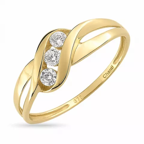 Glanzend zirkoon gouden ring in 9 karaat goud