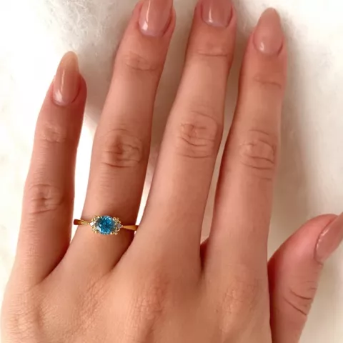 blauwe topaas ring in 9 karaat goud