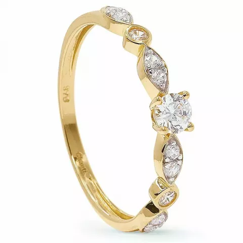 Elegant zirkoon gouden ring in 9 karaat goud