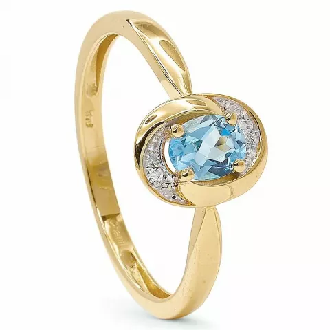 Eenvoudige ovale topaas ring in 9 karaat goud met rodium