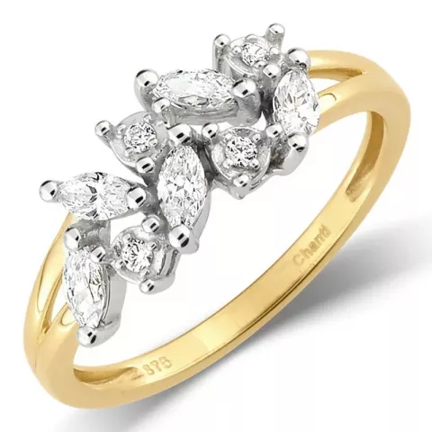 elegant zirkoon ring in 9 karaat goud met rodium