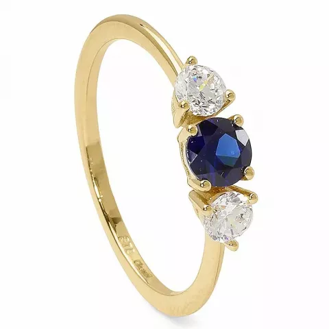 blauwe gouden ring in 9 karaat goud