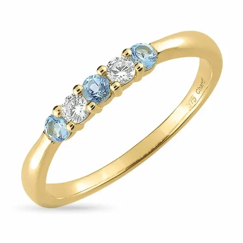 Elegant blauwe topaas mémoire ring in 9 karaat goud