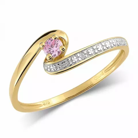 roze zirkoon ring in 9 karaat goud met rodium