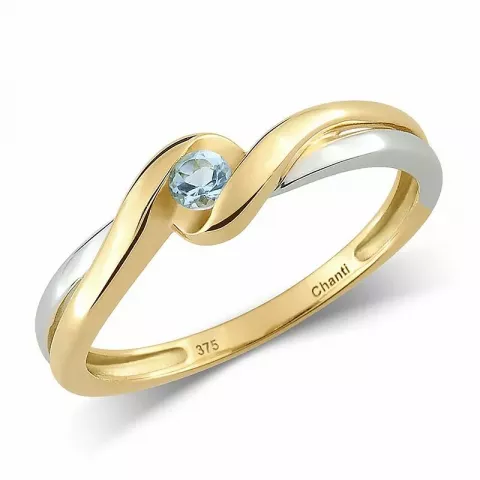 blauwe ring in 9 karaat goud met rodium