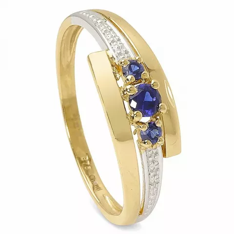 Elegant blauwe ring in 9 karaat goud met rodium