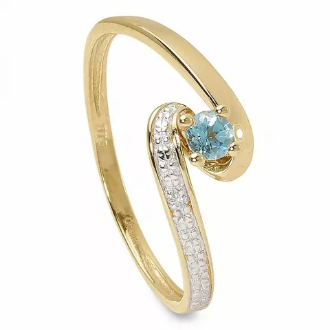 Elegant blauwe topaas gouden ring in 9 karaat goud met rodium