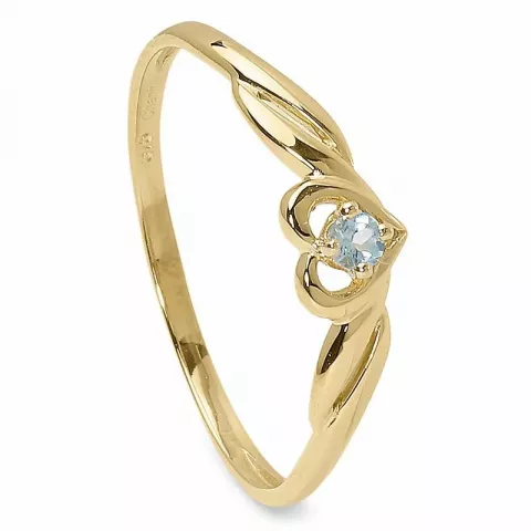 Elegant hart blauwe topaas ring in 9 karaat goud