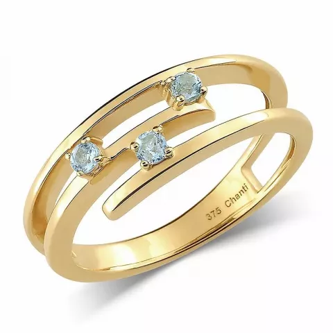 blauwe zirkoon ring in 9 karaat goud