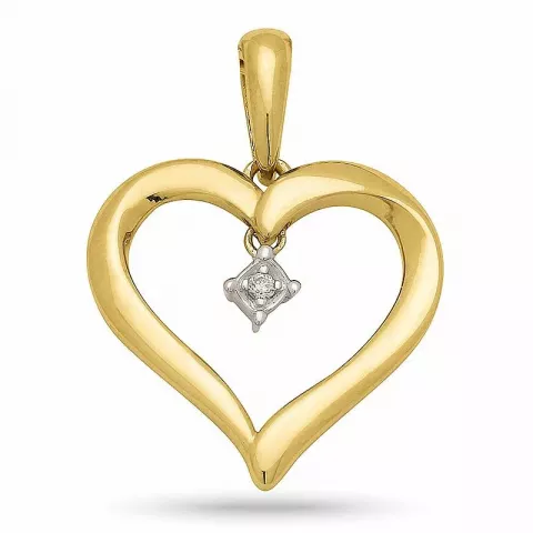 hart diamant hanger in 9 caraat goud met rhodium 0,010 ct