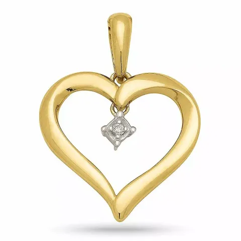 hart diamant hanger in 9 caraat goud met rhodium 0,010 ct