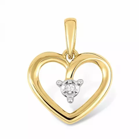 hart diamant hanger in 9 caraat goud met rhodium 0,016 ct